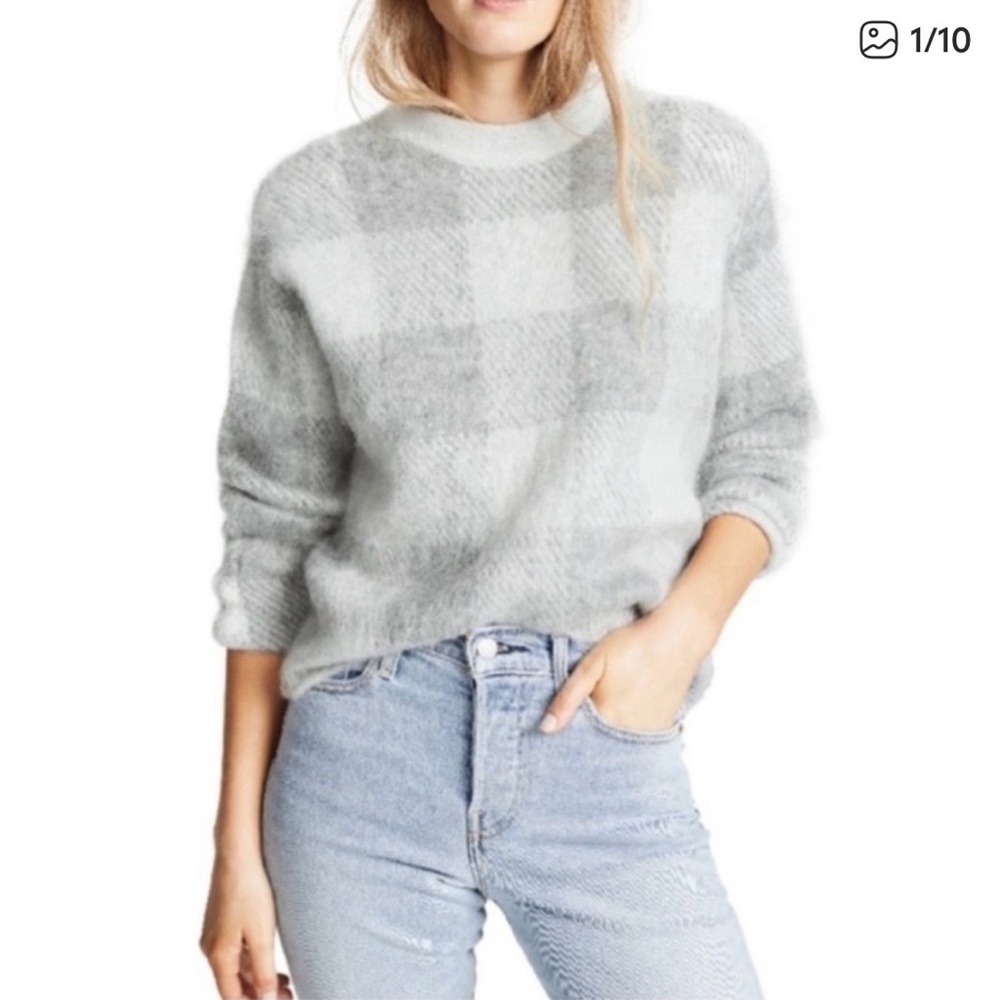 Vince Light Gray Plaid Women's Sweater